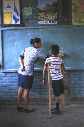 Boy learning at school